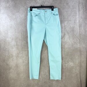 Crown & Ivy Pants Women 6 Light‎ Blue High Rise Skinny Crop Stretch Raw Hem NWT